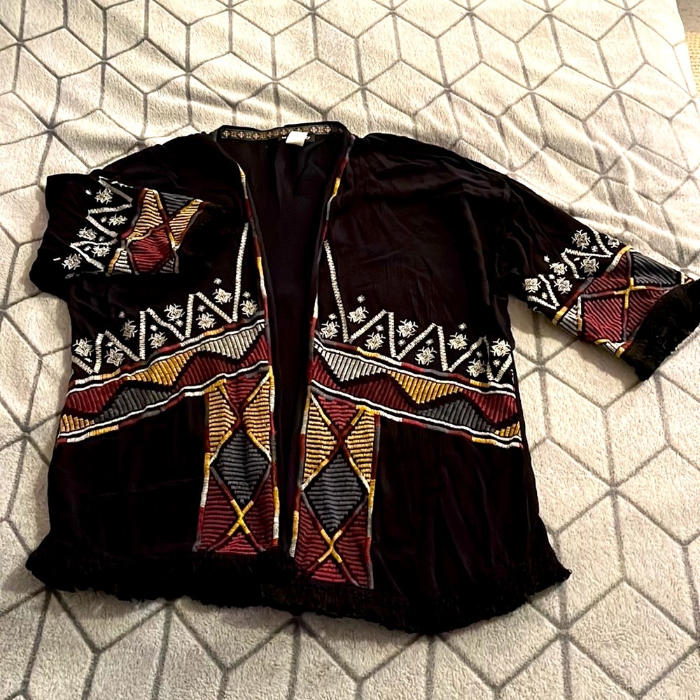 Over sized Boho 100% rayon jacket with embroidery